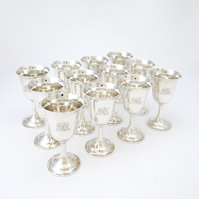 Lot 95 - Assembled Set of Twelve American Sterling Silver Goblets