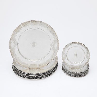 Lot 345 - Set of Twelve Sterling Silver Dinner Plates and Twelve Sterling Silver Bread Plates