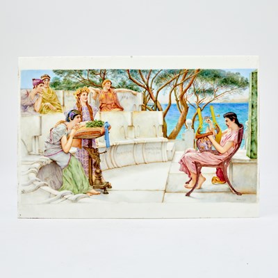 Lot 754 - Royal Worcester Hand-Painted Porcelain Plaque of Classical Figures