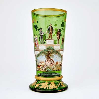 Lot 213 - German Gilt and Enameled Glass Vase Titled "Das Stufenalter Des Menschen" (The Stages of Human Life)