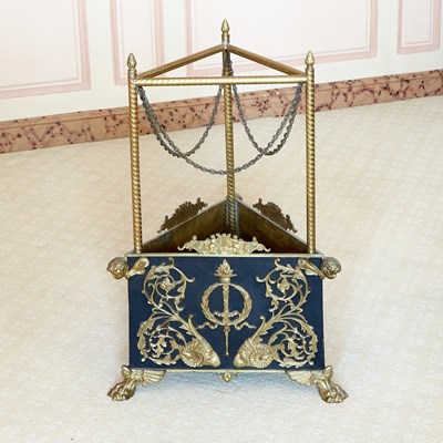 Lot 1 - Empire Style Patinated and Gilt Metal Triangular Umbrella Stand