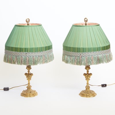 Lot 118 - Pair of Louis XV Style Gilt Bronze Candlestick Lamps