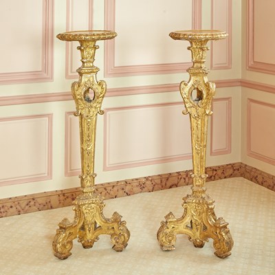 Lot 16 - Pair of Regence Giltwood Torchère Stands