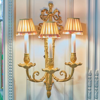 Lot 7 - Pair of Gilt Bronze Three-Light Sconces