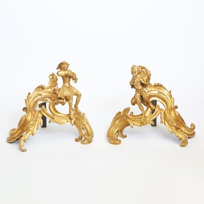 Lot 132 - Pair of Louis XV Style Gilt Bronze Chenets