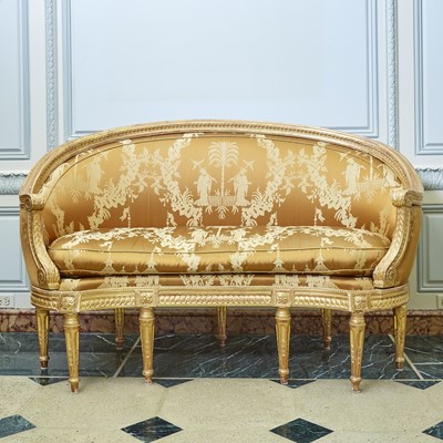 Lot 145 - Louis XVI Carved Giltwood Upholstered Canapé