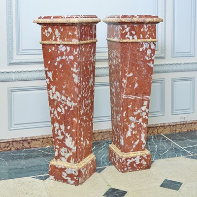 Lot 225 - Pair of Marble Part Fluted Pedestals