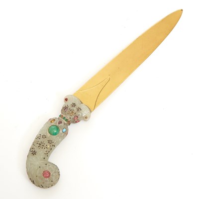 Lot 114 - Indian Embellished White Jade Dagger Handle