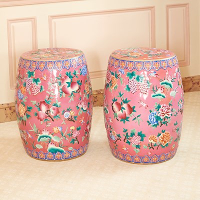 Lot 282 - Pair of Chinese Enameled Porcelain Garden Stools