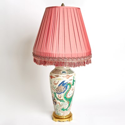 Lot 195 - Chinese Transitional-Style Dragon Vase, as Lamp