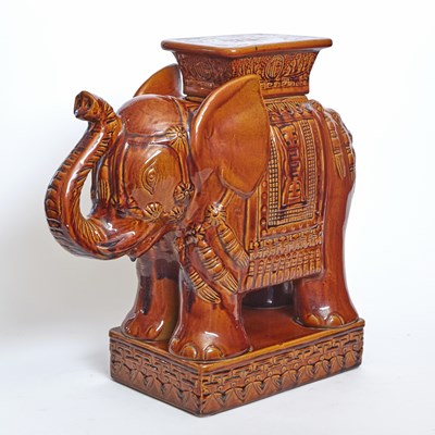 Lot 203 - Chinese Brown Glazed Pottery Elephant-Form Garden Seat