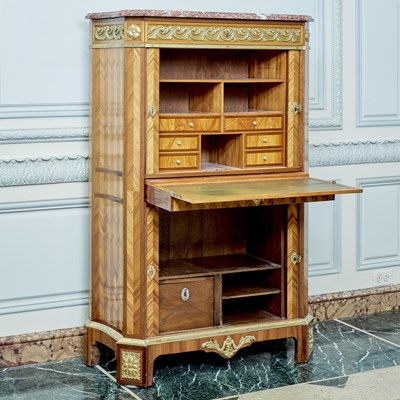 Lot 339 - Louis XVI Gilt Bronze Mounted Tulipwood Parquetry Secretaire à Abattant