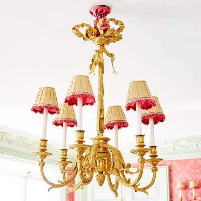 Lot 198 - Louis XVI Style Gilt Bronze Six-Light Chandelier