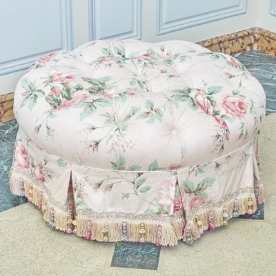 Lot 381 - Tufted Chintz Upholstered Round Ottoman