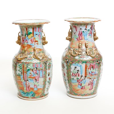 Lot 162 - Pair of Chinese Rose Mandarin Porcelain Vases