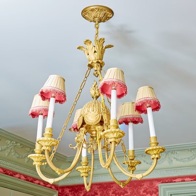 Lot 312 - Louis XVI Style Gilt Bronze Six Light Chandelier