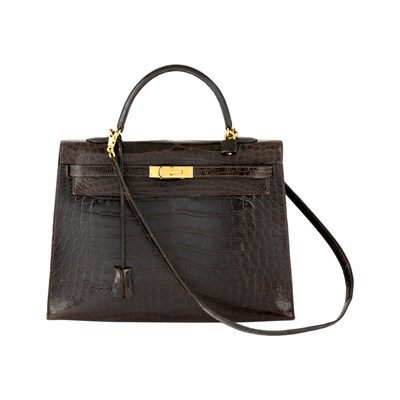 Lot 1212 - Hermès Chocolate Brown Alligator 'Kelly' 35 Bag