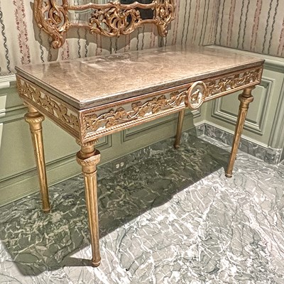 Lot 329 - Italian Neoclassical Painted and Parcel Gilt Console Table