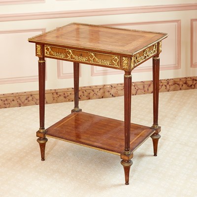 Lot 357 - Louis XVI Style Gilt Bronze Mounted Mahogany Side Table