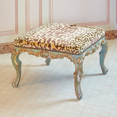 Lot 269 - Louis XV Style Upholstered Painted and Parcel Gilt Tabouret