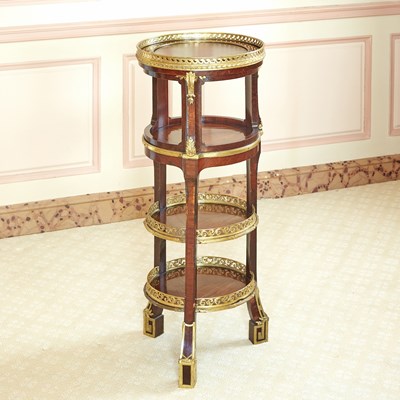 Lot 291 - Louis XVI Gilt Bronze Mounted Kingwood Galleried Multi-Tiered Gueridon