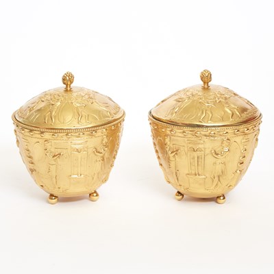 Lot 260 - Pair of Neoclassical Style Gilt Bronze Covered Pots