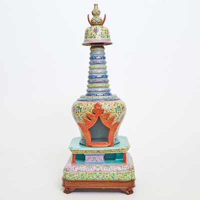 Lot 215 - Chinese Famille Rose Porcelain Stupa