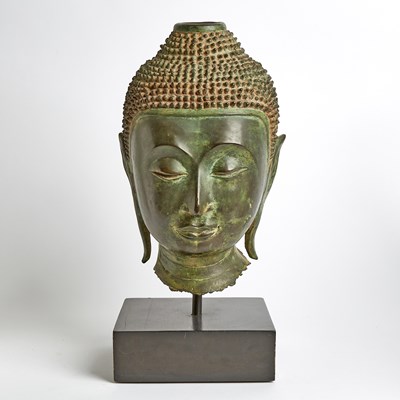 Lot 244 - Thai Ayutthaya-Style Bronze Head of Buddha