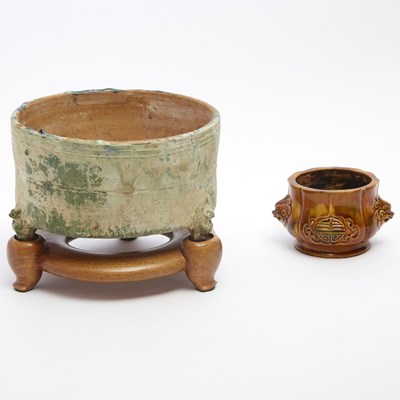 Lot 268 - Chinese Green Glazed Pottery Tripod Censer