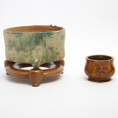 Lot 107 - Chinese Green Glazed Pottery Tripod Censer
