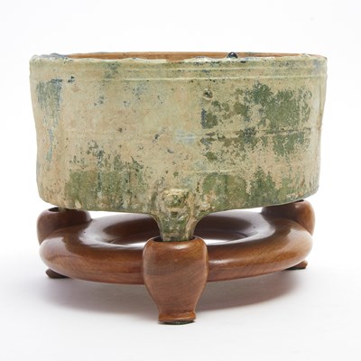 Lot 107 - Chinese Green Glazed Pottery Tripod Censer
