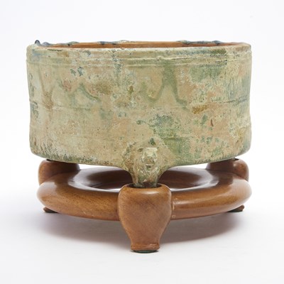 Lot 107 - Chinese Green Glazed Pottery Tripod Censer