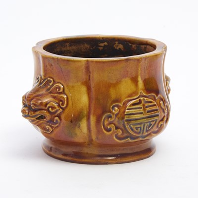 Lot 107 - Chinese Green Glazed Pottery Tripod Censer
