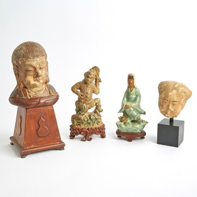 Lot 265 - Four Chinese Figural Pottery Sculptures