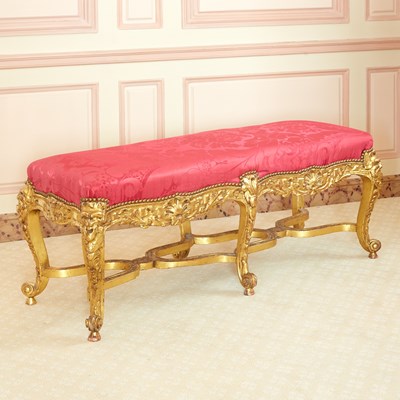 Lot 361 - Louis XV Upholstered Giltwood Bench