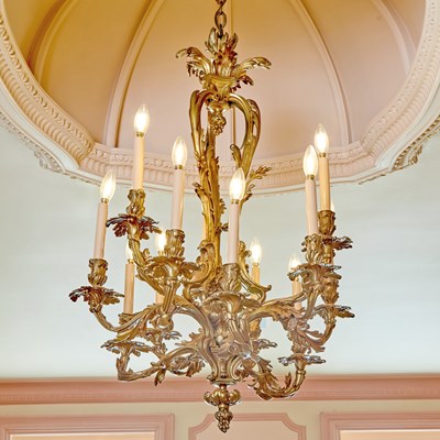 Lot 360 - Louis XV Style Gilt Bronze Twelve-Light Chandelier