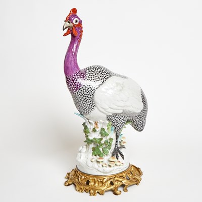 Lot 123 - Samson Porcelain Gilt-Bronze Mounted Model of a Guinea Fowl