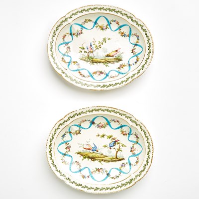 Lot 611 - Two Sevres Porcelain (Later-Decorated) Lobed Oval Dishes