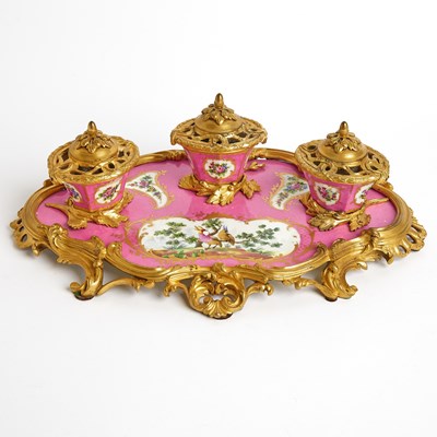 Lot 148 - Samson Porcelain Pink-Ground Gilt-Bronze Mounted Inkstand