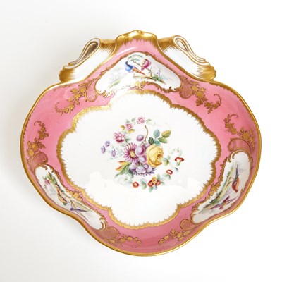 Lot 607 - Sevres Porcelain (Later-Decorated) Pink-Ground Shell-Shaped Dessert Dish (Compotier Coquille)