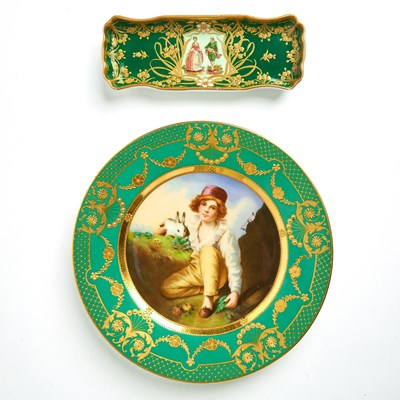 Lot 639 - Fraureuth Porcelain Green-Ground Cabinet Plate