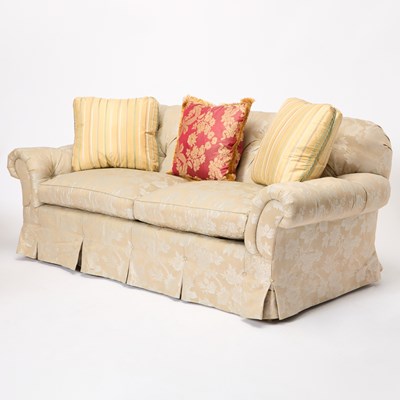Lot 230 - Silk Upholstered Tufted Sofa