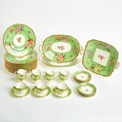 Lot 598 - Coalport Porcelain Apple-Green Ground Part Dessert Service