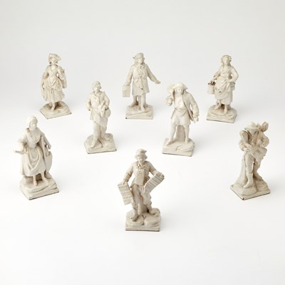 Lot 669 - Group of Nine Continental Creamware Figures