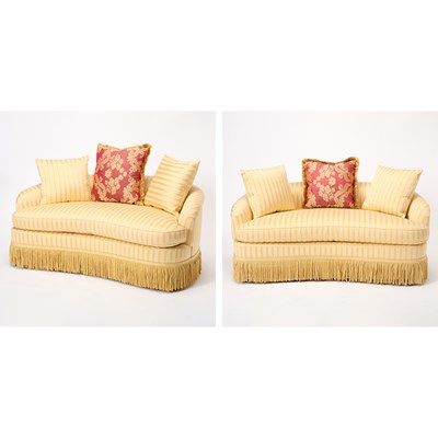 Lot 398 - Pair of Curved Upholstered Sofas