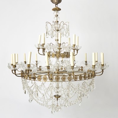 Lot 317 - Continental Neoclassical Style Bronze and Cut-Glass Chandelier