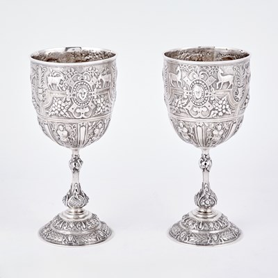 Lot 253 - Pair of Victorian Sterling Silver Goblets