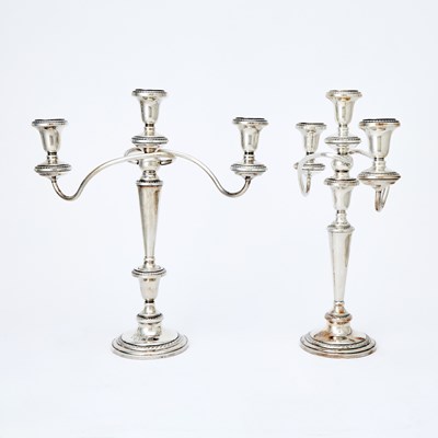 Lot 227 - Pair of Revere Silversmiths Sterling Silver Three-Light Candelabra