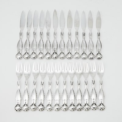 Lot 295 - Georg Jensen Sterling Silver Pattern "55" Fish Service