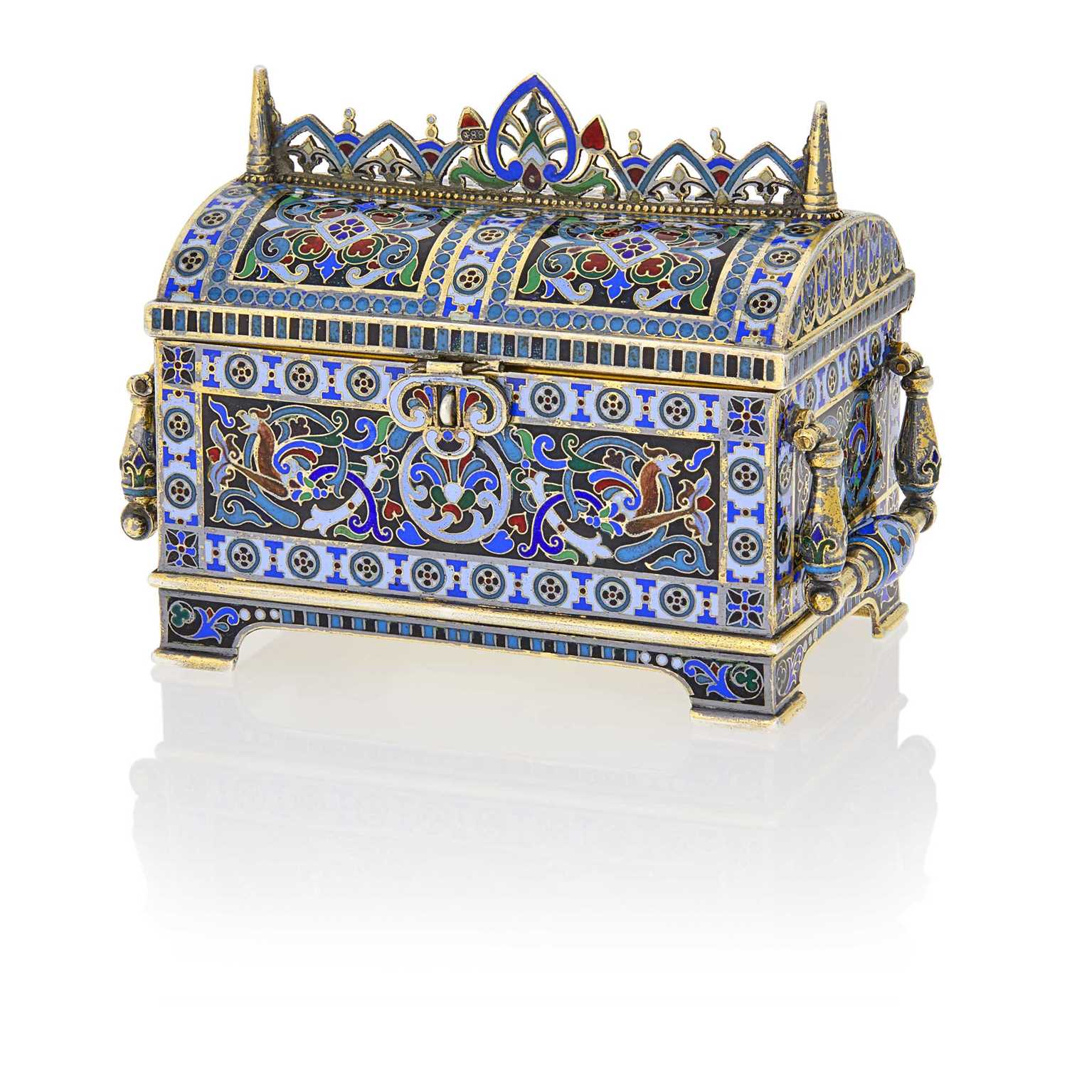 Lot 504 - Russian Silver and Champlevé Enamel Casket